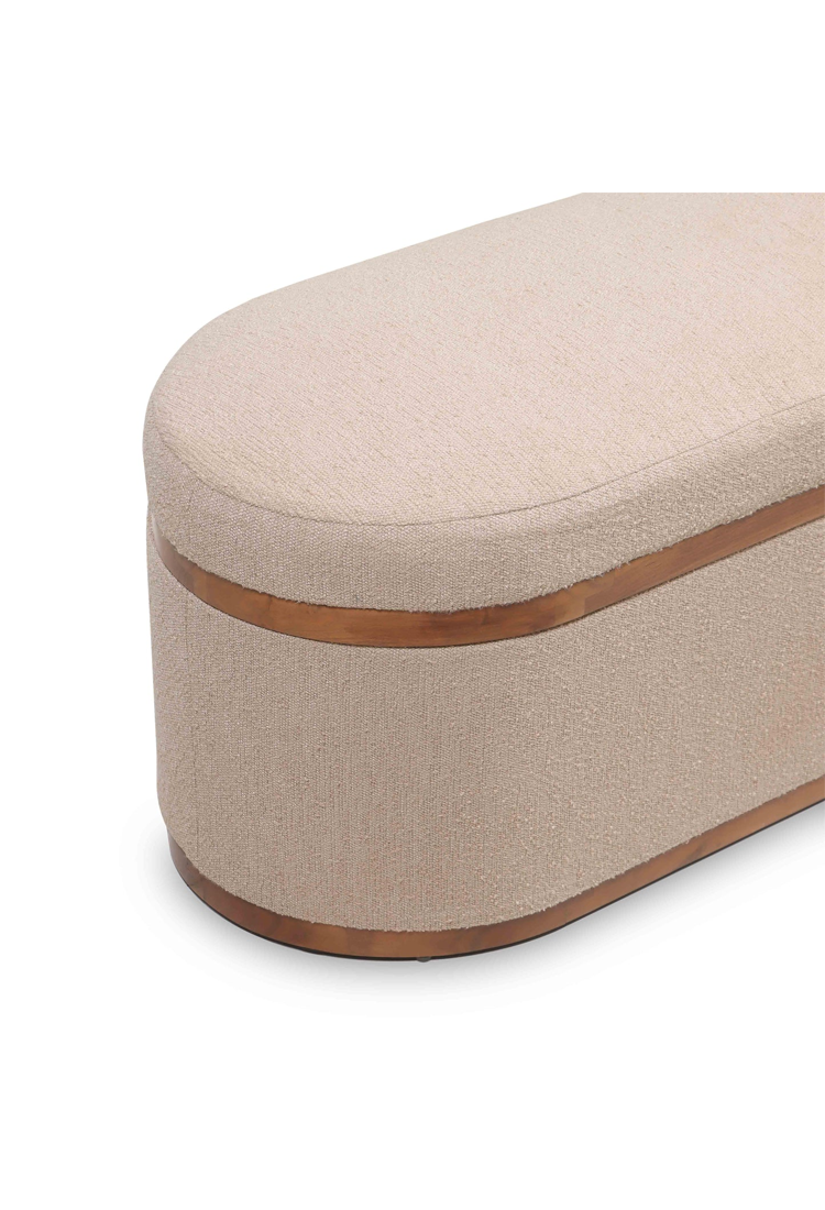 Vespera Oval Storage Ottoman,ivory