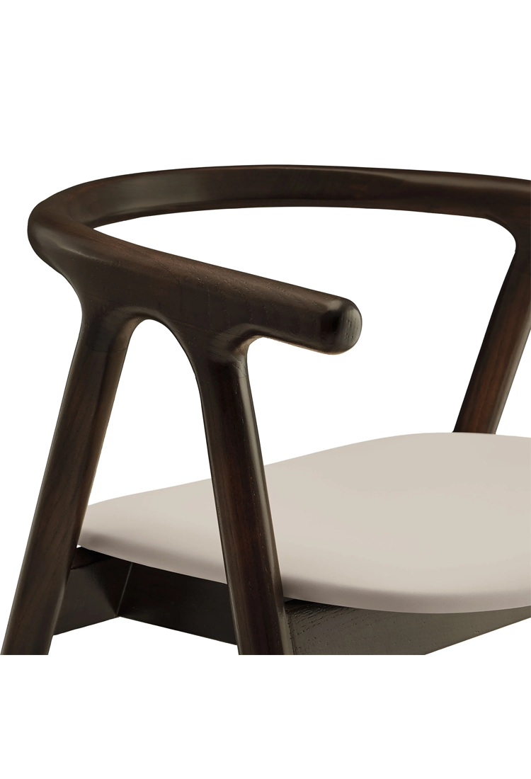 Serene Leather and Wood Dining Chair,Stone