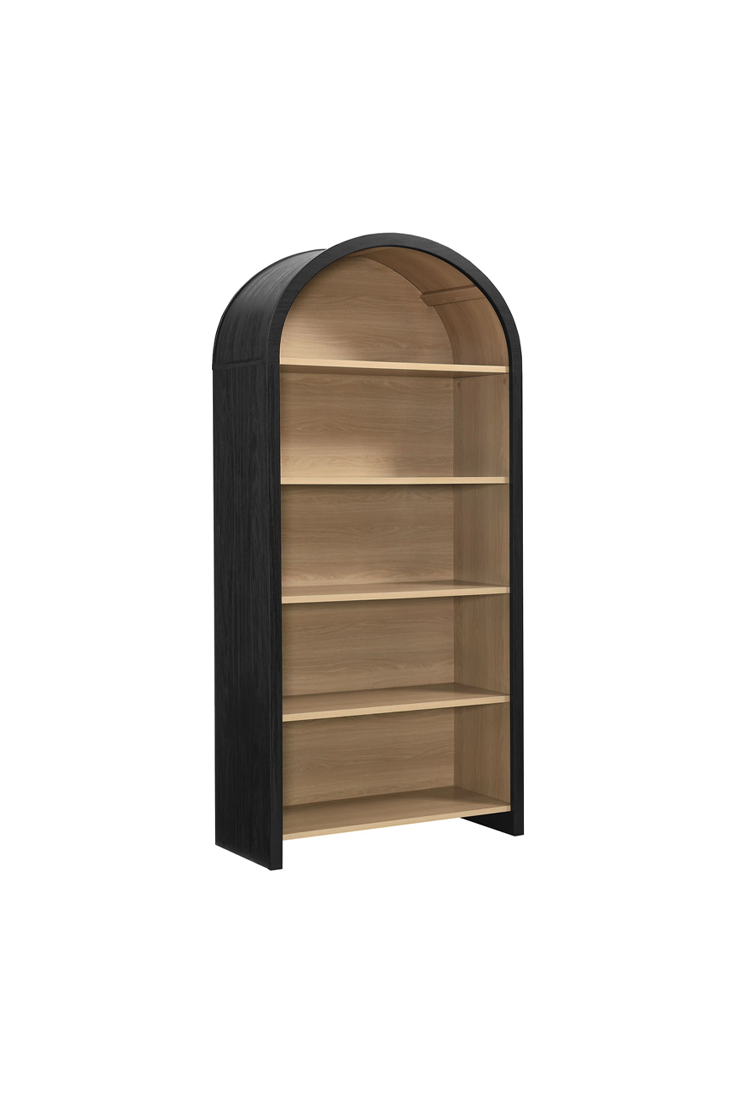 Curio Arched Wide Bookcase Display Cabinet,Black