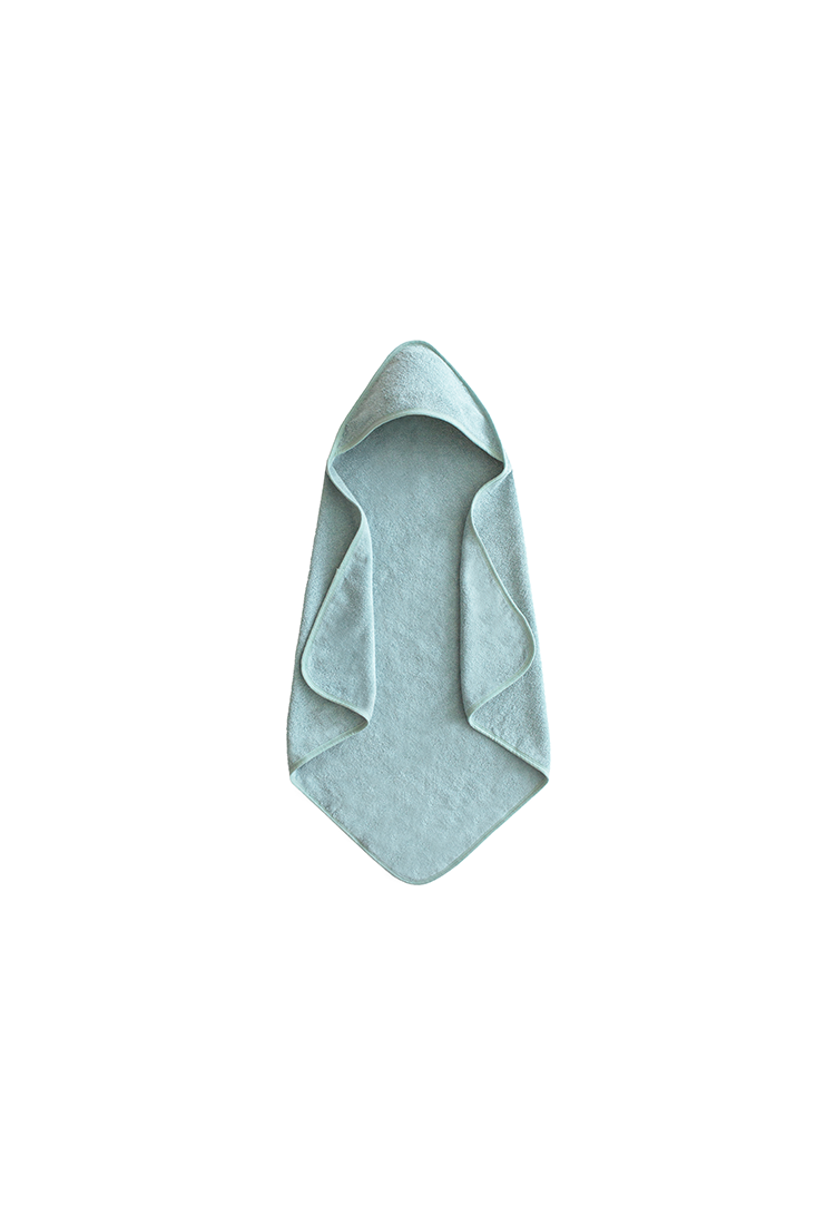 Mushie Organic Cotton Baby Hooded Towel,Sea Mist