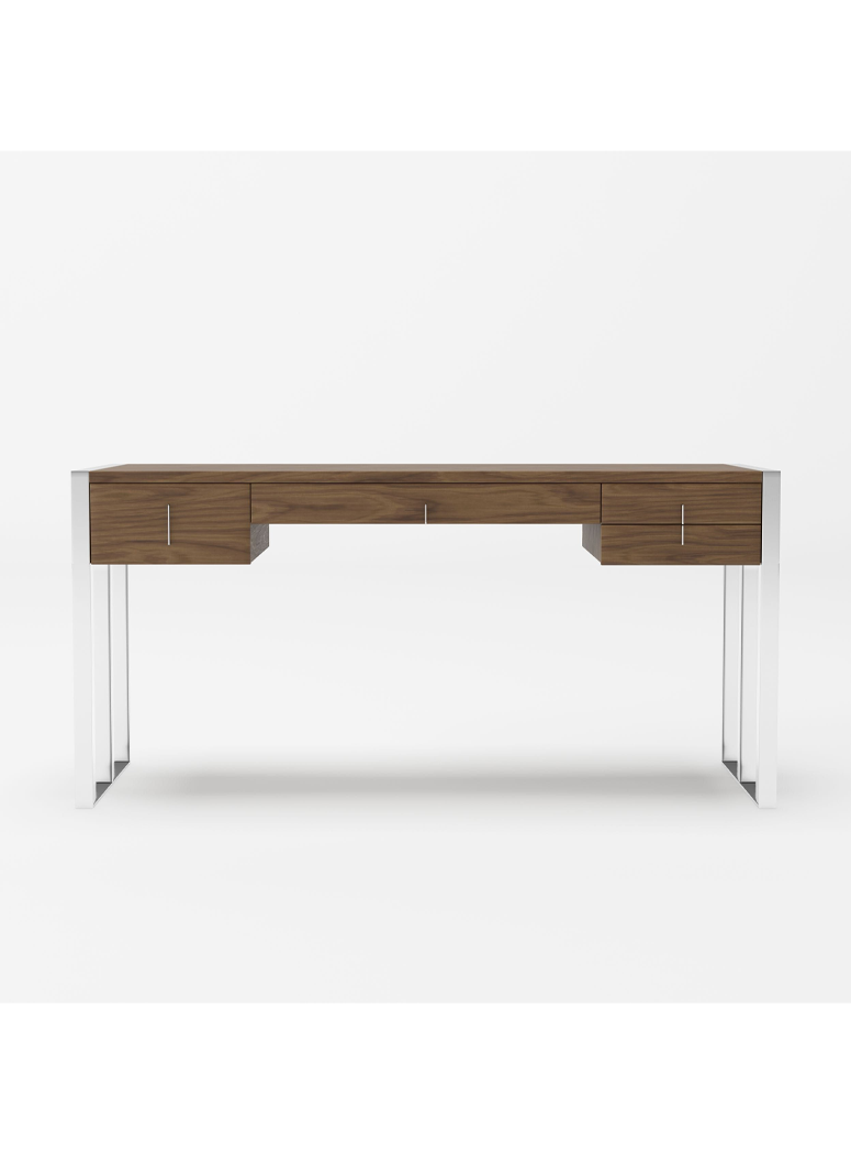 Zarion Stainless Steel Desk,Walnut