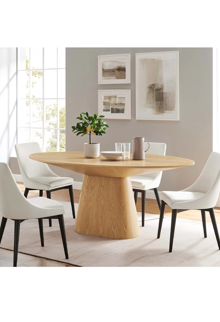 Quillon 75" Round Dining Table,Oak