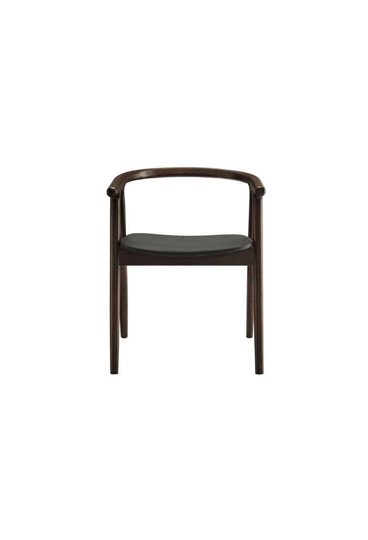 Serene Leather and Wood Dining Chair,Black