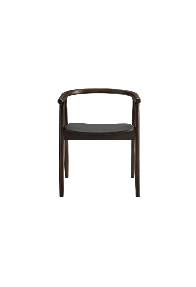 Serene Leather and Wood Dining Chair,Black