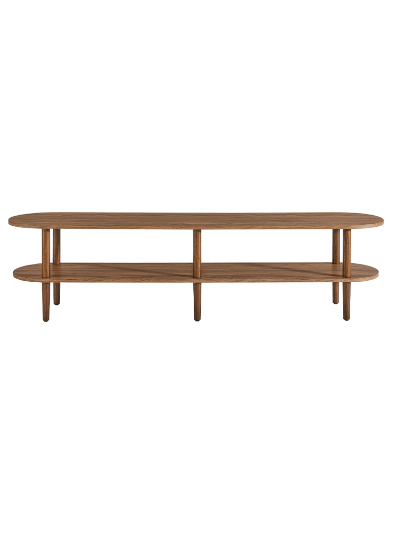 Fionisca Oval Wood TV Stand,Walnut