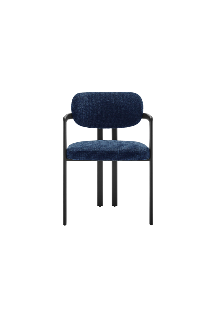 Marbella Fabric and Metal Dining Chair,Black Navy