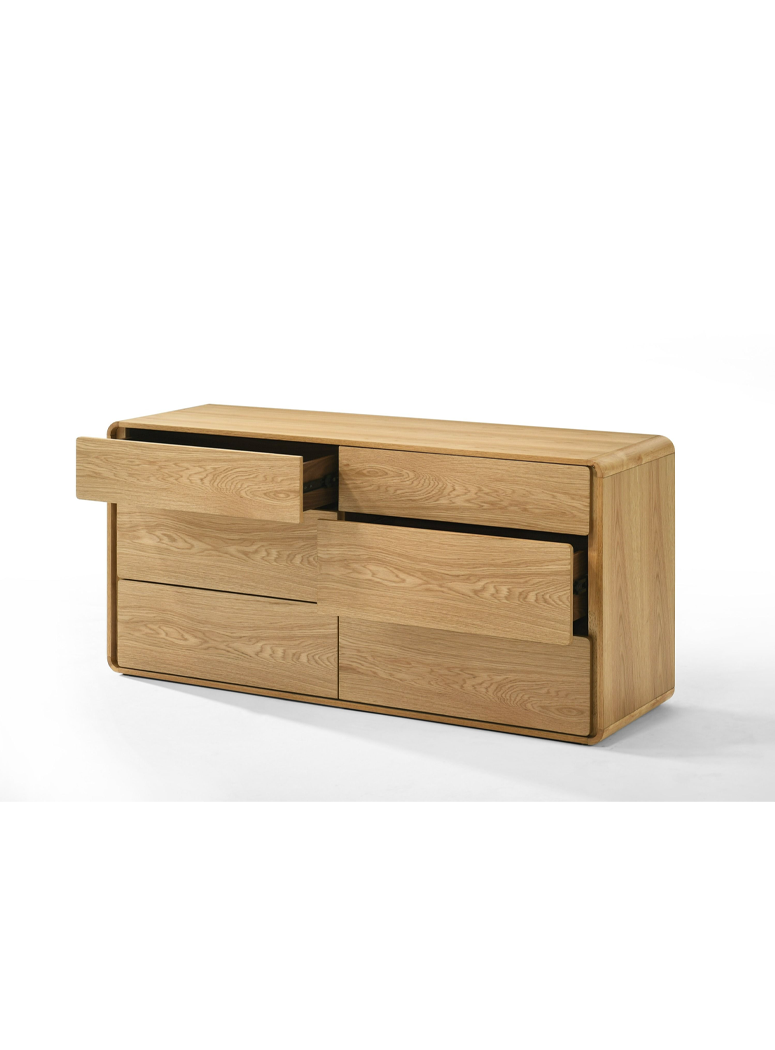 Enigm 6-Drawer Dresser, Rubberwood and Veneer, Natural Oak Color Enigm 6-Drawer Dresser, Rubberwood and Veneer, Natural Oak Color