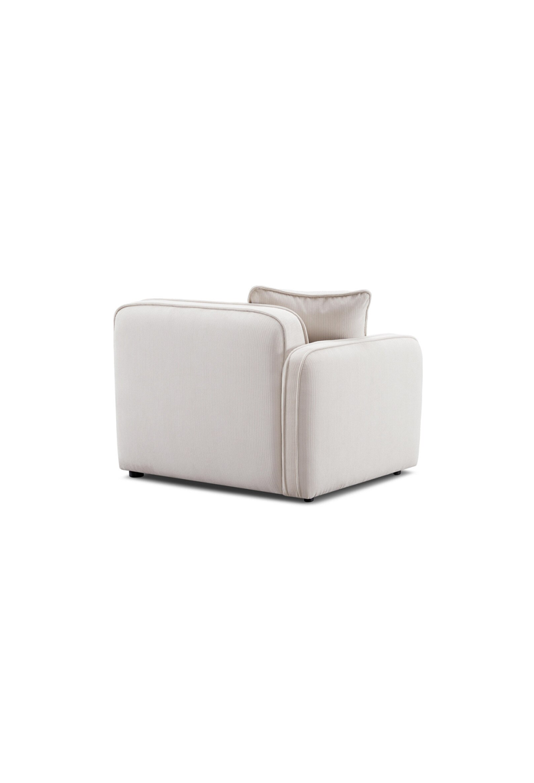 Syntara Velvet LAF Corner Chair,White Sand