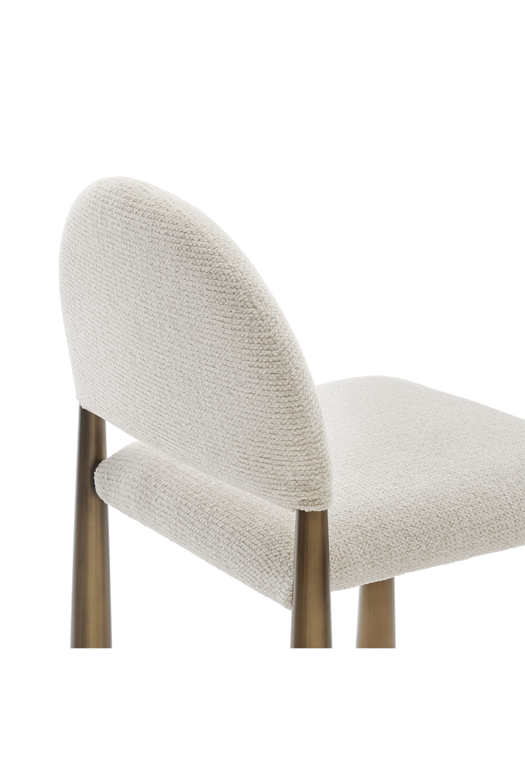 Alura Fabric Dining Side Chair,Brass Cream