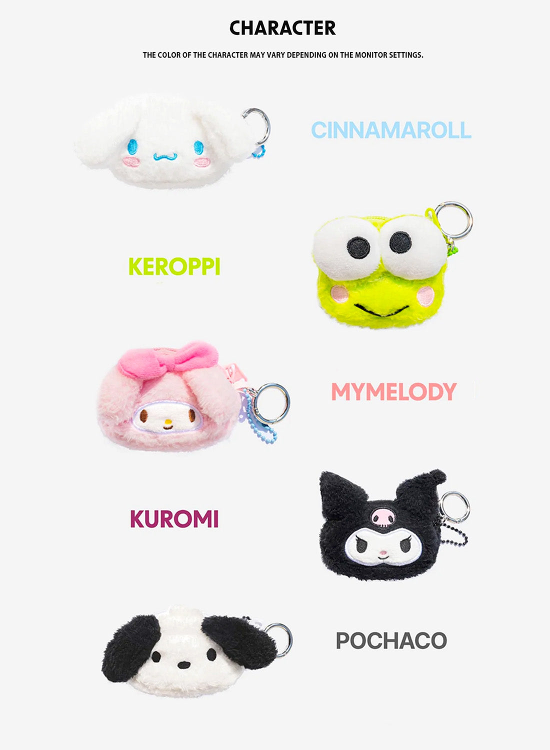 Sanrio Croc Charms Pochacco, Pom Pom, Cinnamoroll, Kuromi And My Melody