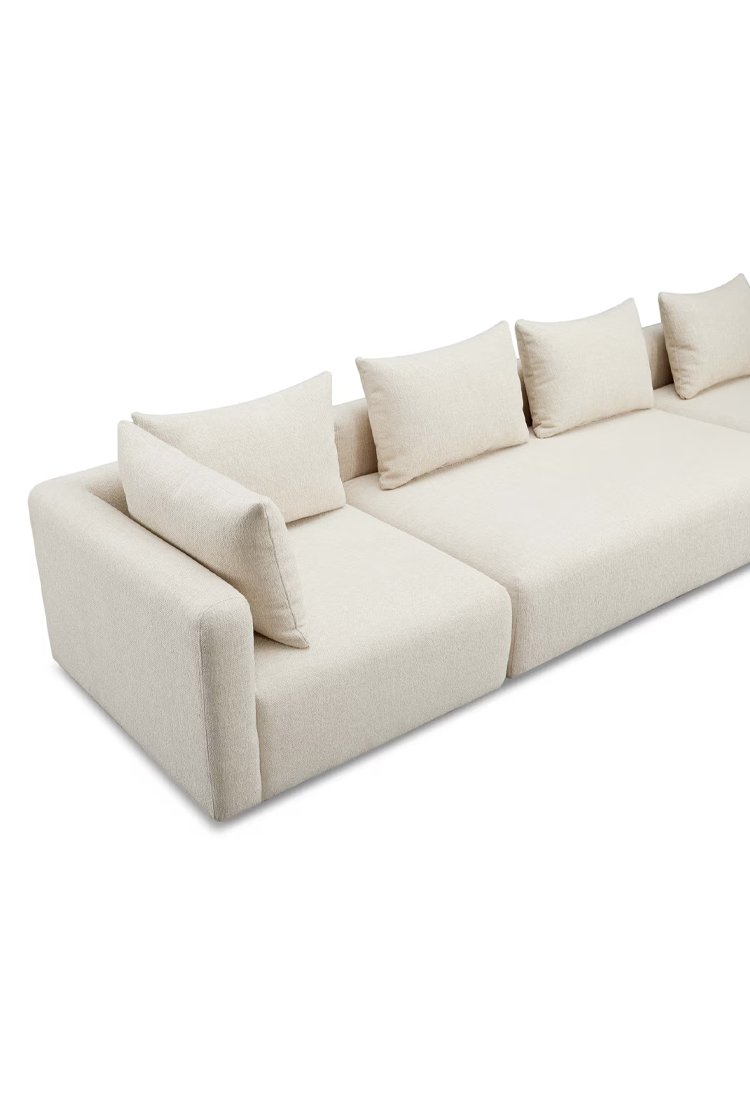 Temis Heavy Textured  Fabric 145" Long Sofa,Cream