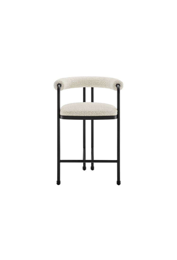 Aveline Curved Back Boucle and Metal Counter Stool,Black Pearl