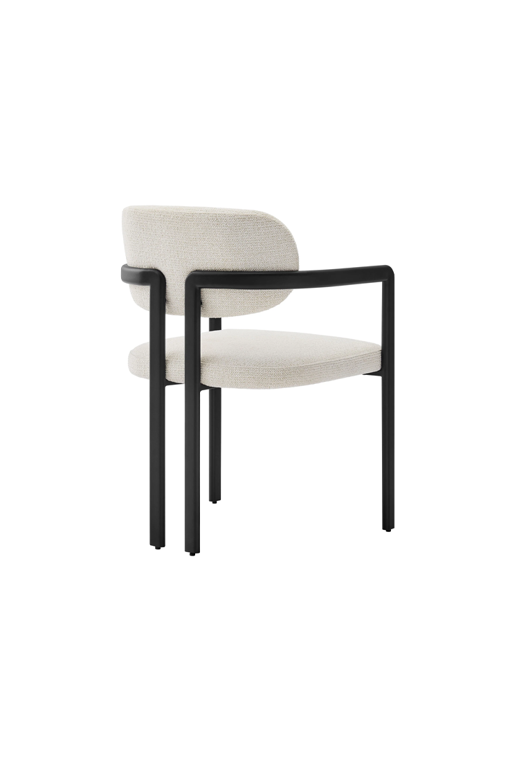 Marbella Fabric and Metal Dining Chair,Black Cream