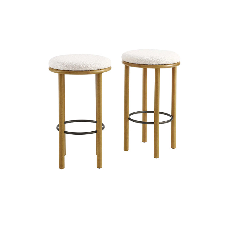 Pebble Boucle Oak Ivory Bar Stools, Set of 2