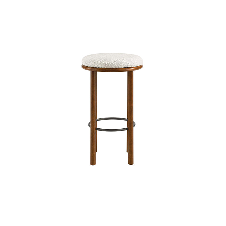 Pebble Boucle Walnut Ivory Bar Stools, Set of 2