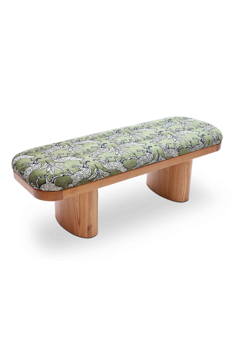 Temra Olive Green Leopard Bench