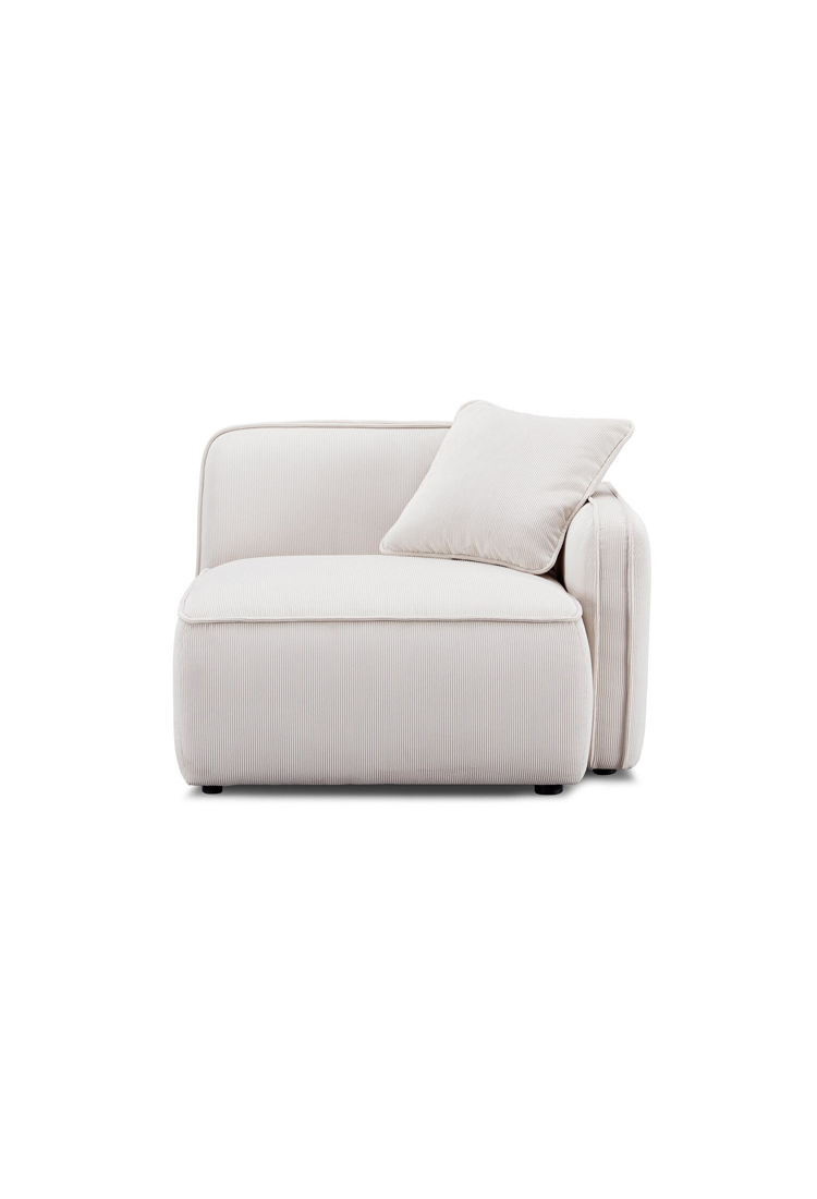 Syntara Velvet RAF Corner Chair,White Sand