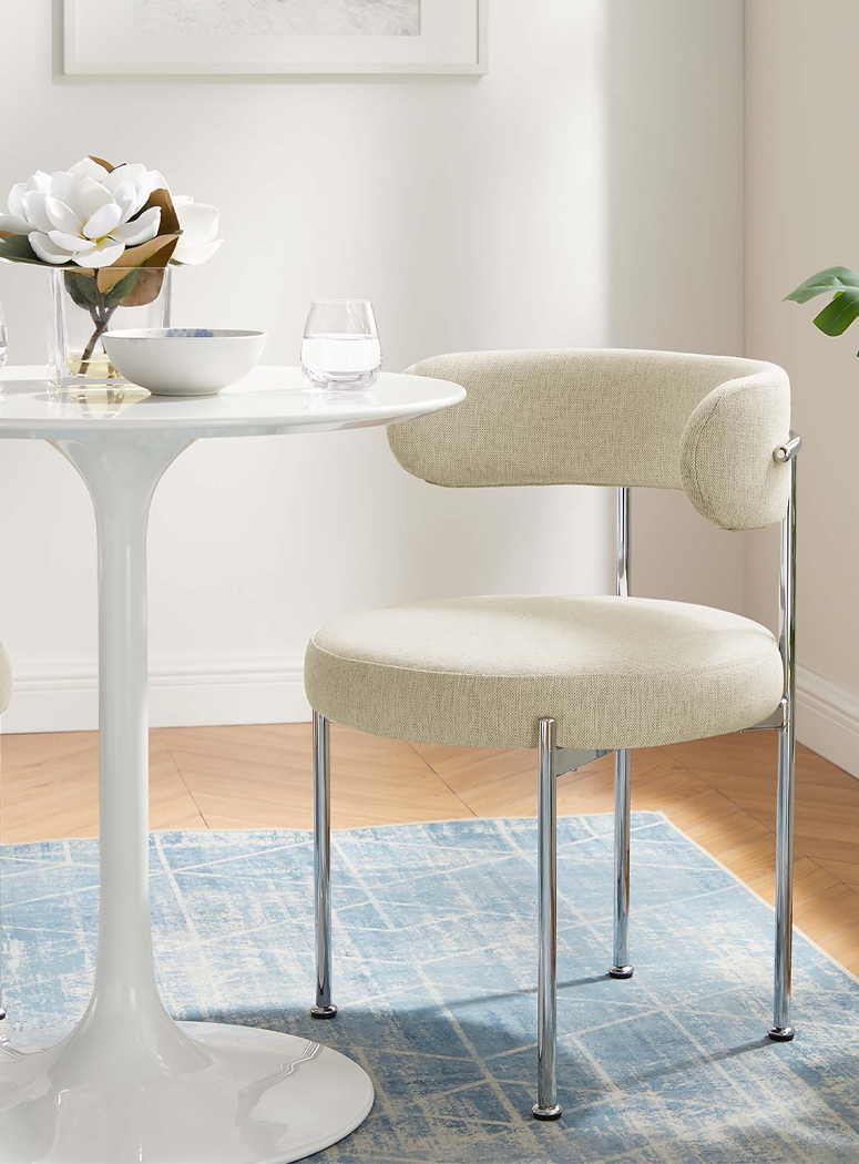 Lumora Fabric Dining Chair,Beige Silver(set of 2)