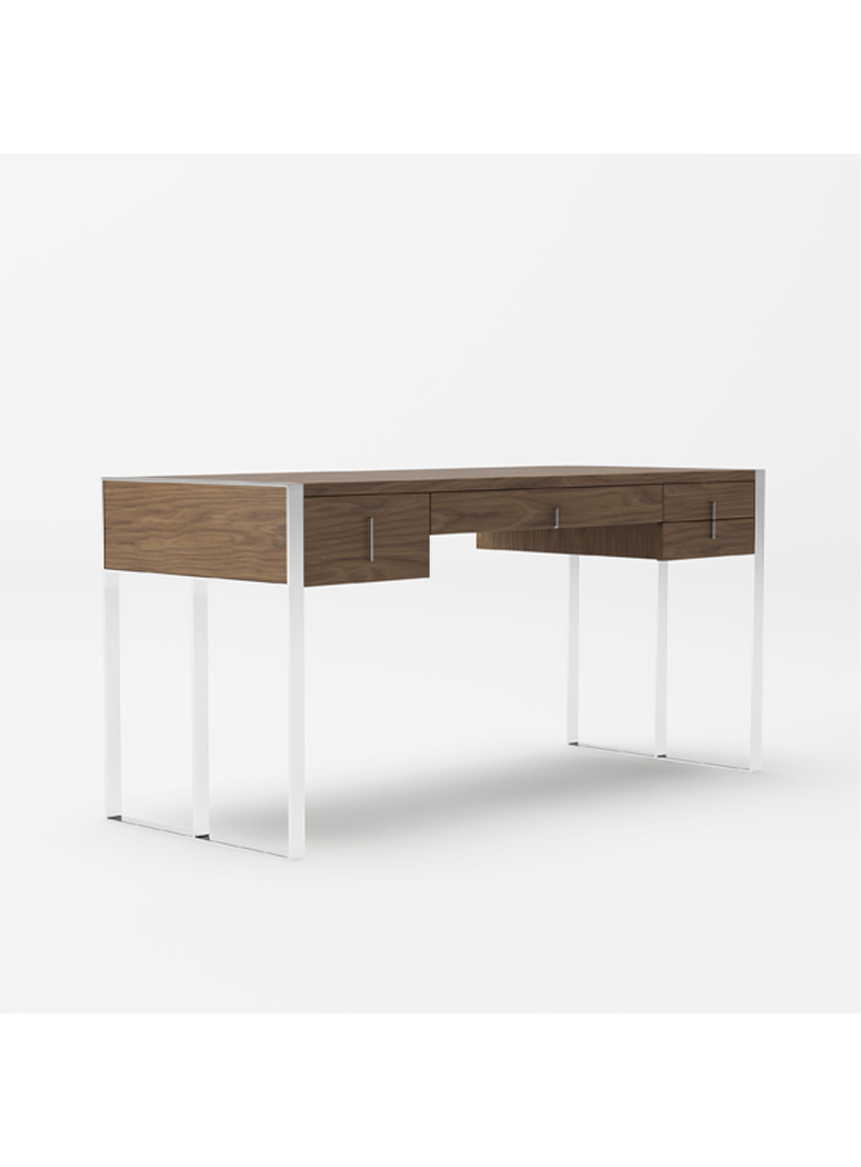 Zarion Stainless Steel Desk,Walnut