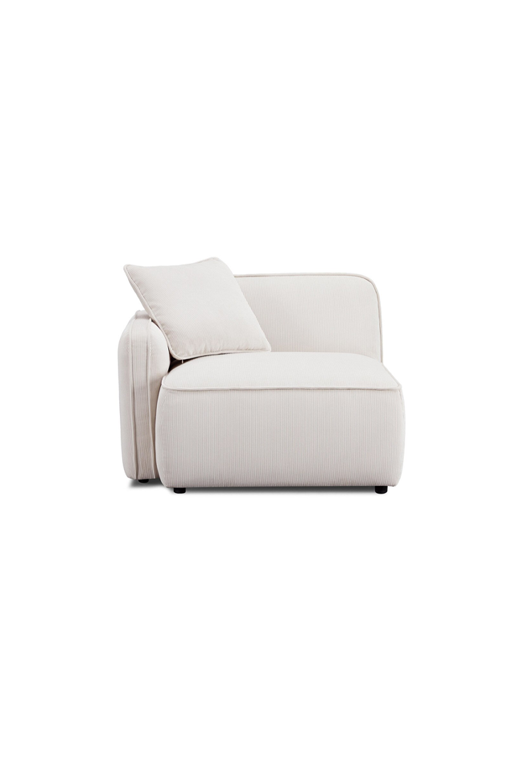 Syntara Velvet LAF Corner Chair,White Sand