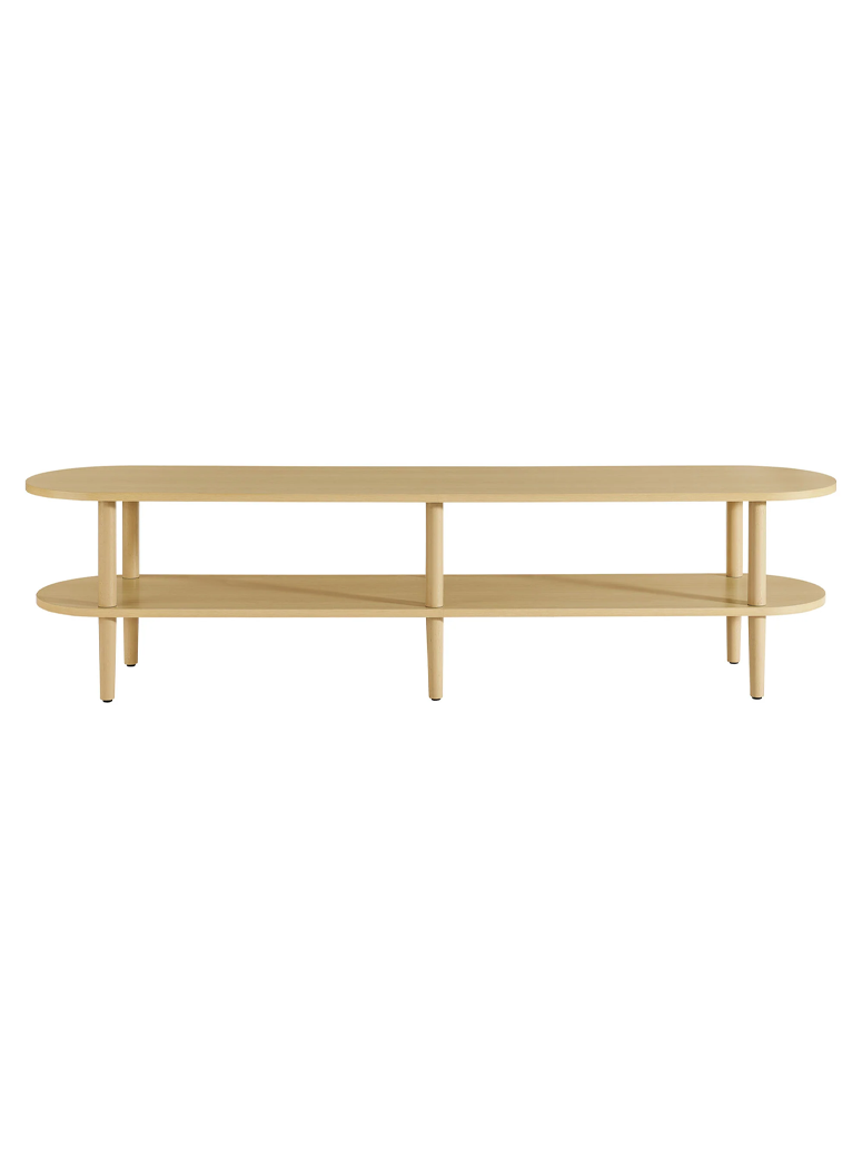 Fionisca Oval Wood TV Stand,Light Oak