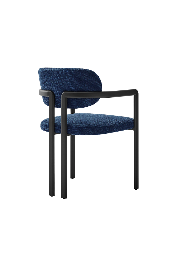 Marbella Fabric and Metal Dining Chair,Black Navy