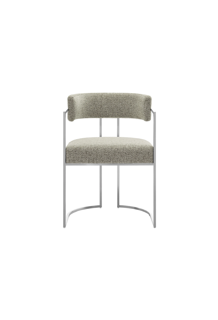 Ardenza Curved Back Fabric and Metal Dining Chair,Silver Wheat