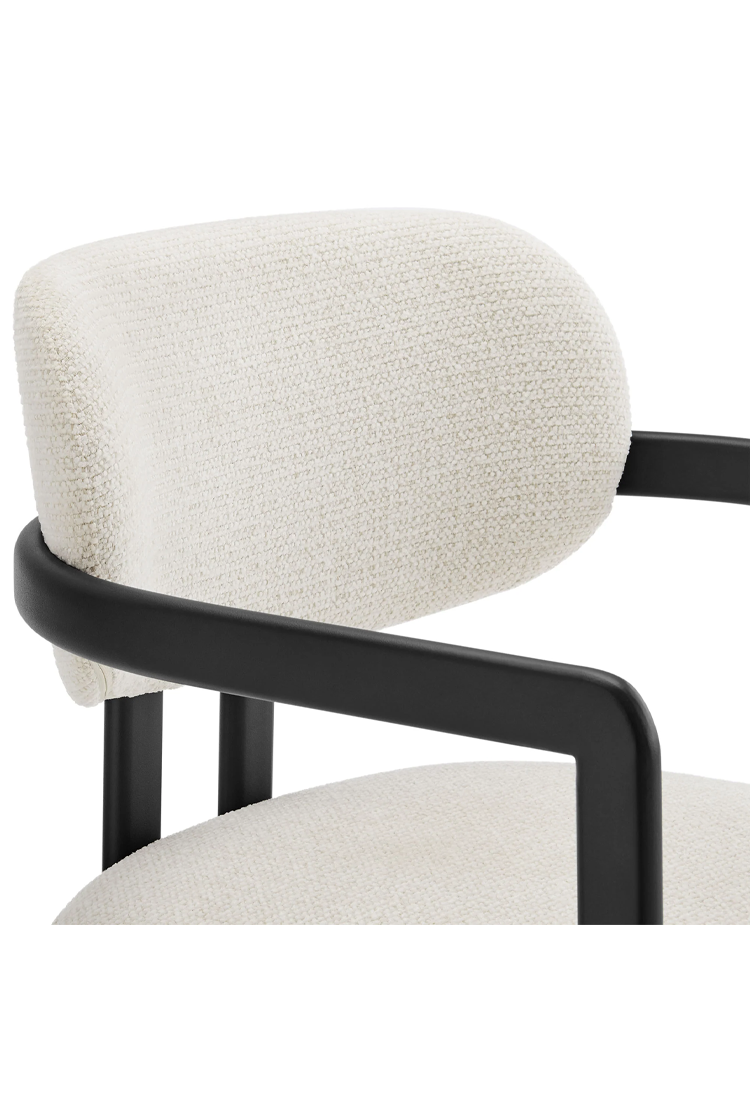 Marbella Fabric and Metal Dining Chair,Black Cream