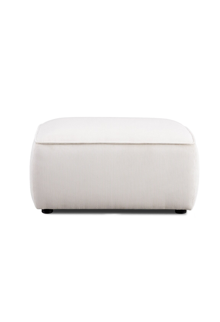 Syntara Velvet Ottoman, White Sand