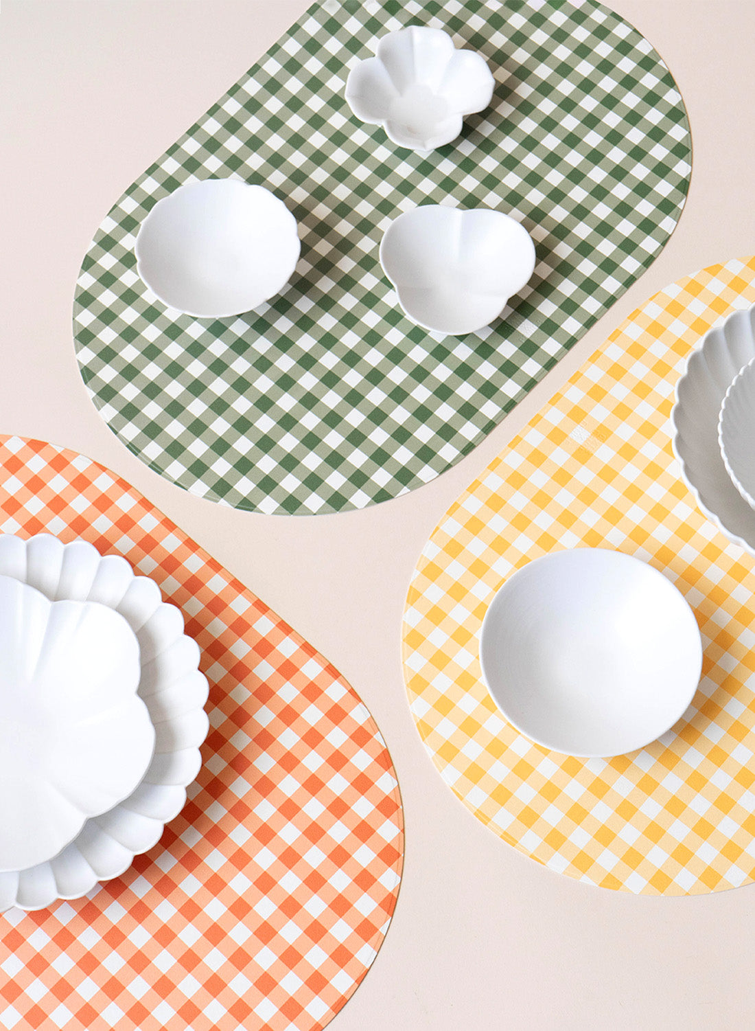 Fenice Gingham Placemat, Baby Pink