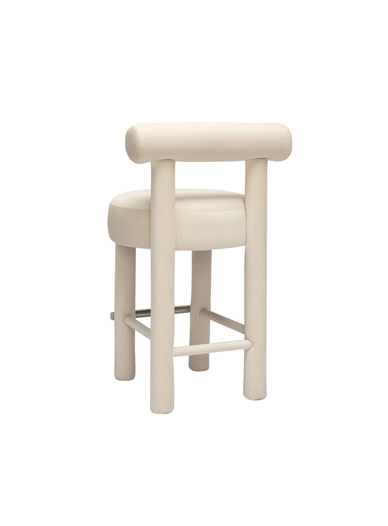 Zazu Velvet Counter Stool,cream