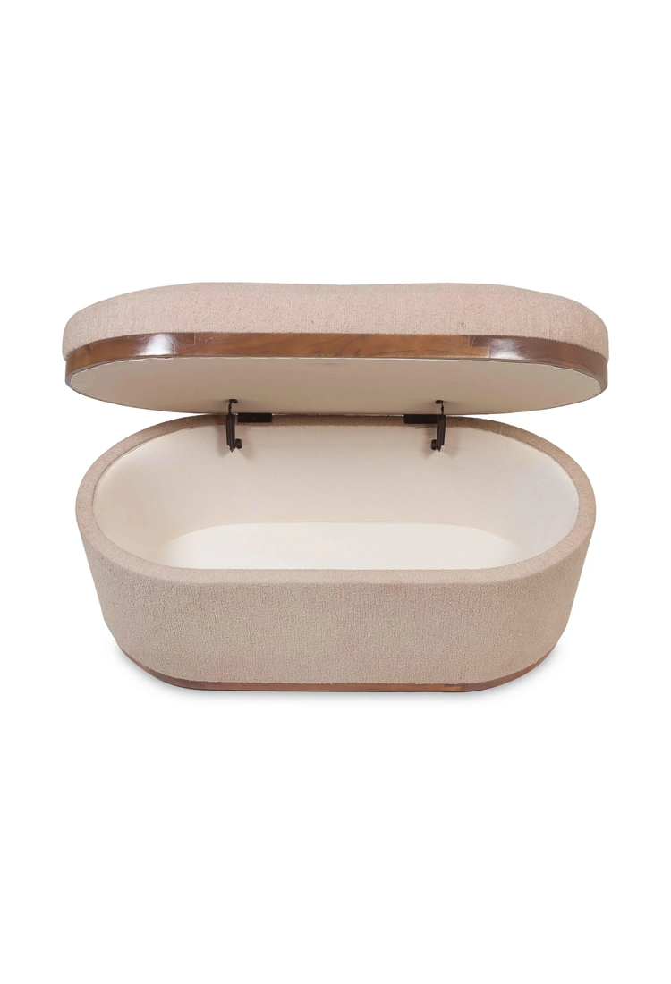 Vespera Oval Storage Ottoman,ivory