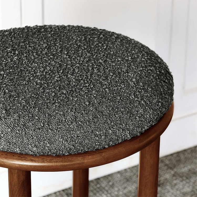 Pebble Boucle Walnut Charcoal Stools, Set of 2