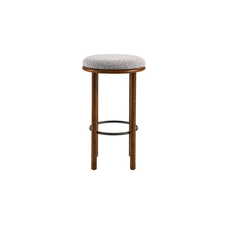 Pebble Boucle Walnut Taupe Bar Stools, Set of 2