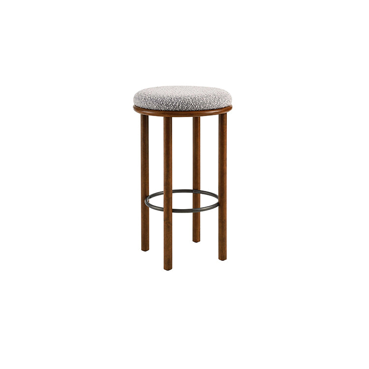 Pebble Boucle Walnut Taupe Bar Stools, Set of 2