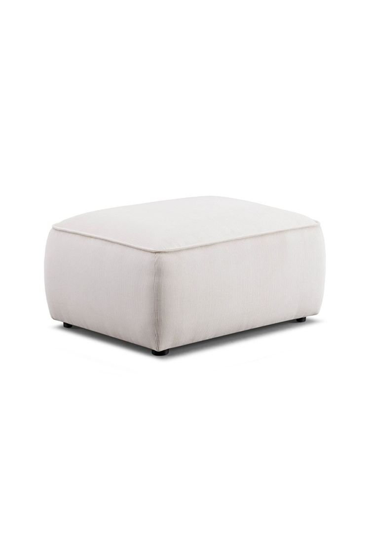 Syntara Velvet Ottoman, White Sand