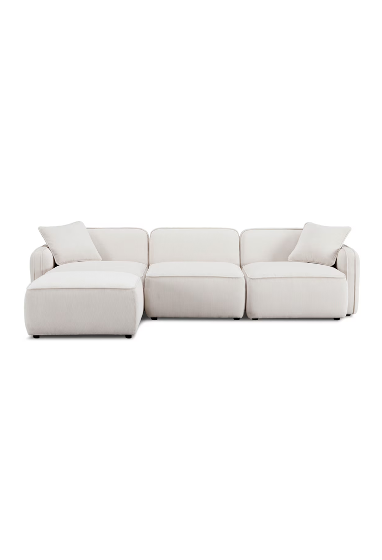 Syntara Velvet 4- Piece Sectional,White Sand