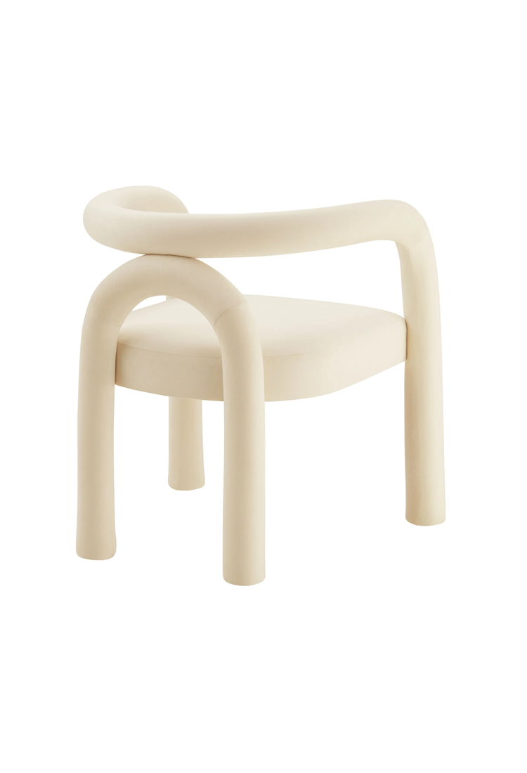 Cavara Velvet Dining Chair,Porcelain