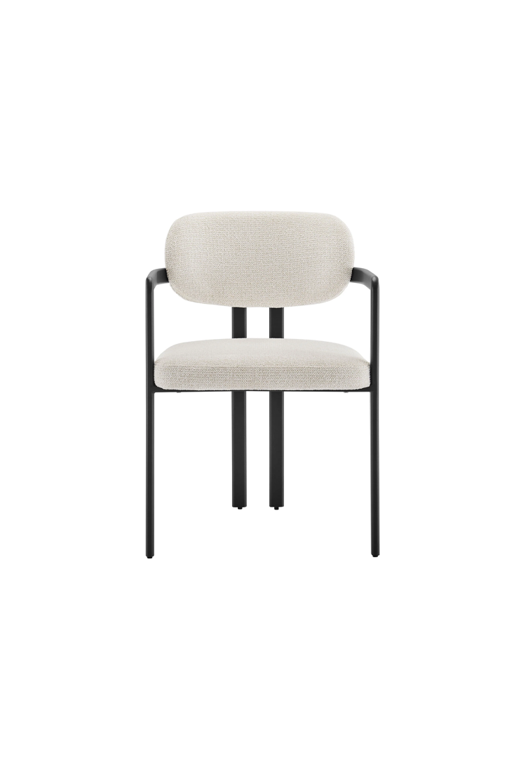 Marbella Fabric and Metal Dining Chair,Black Cream