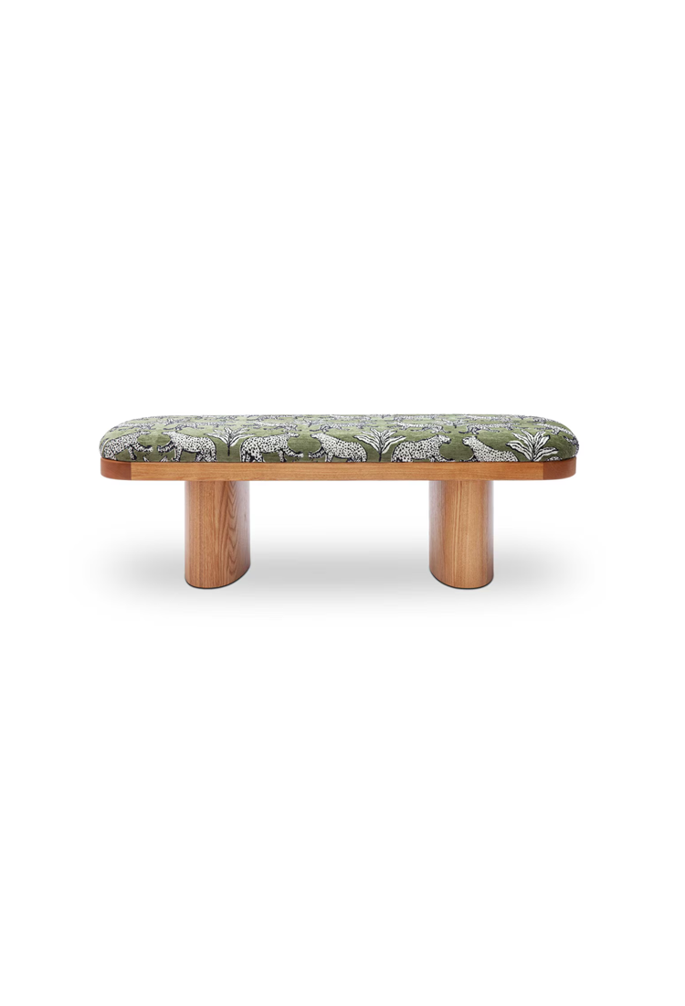 Temra Olive Green Leopard Bench