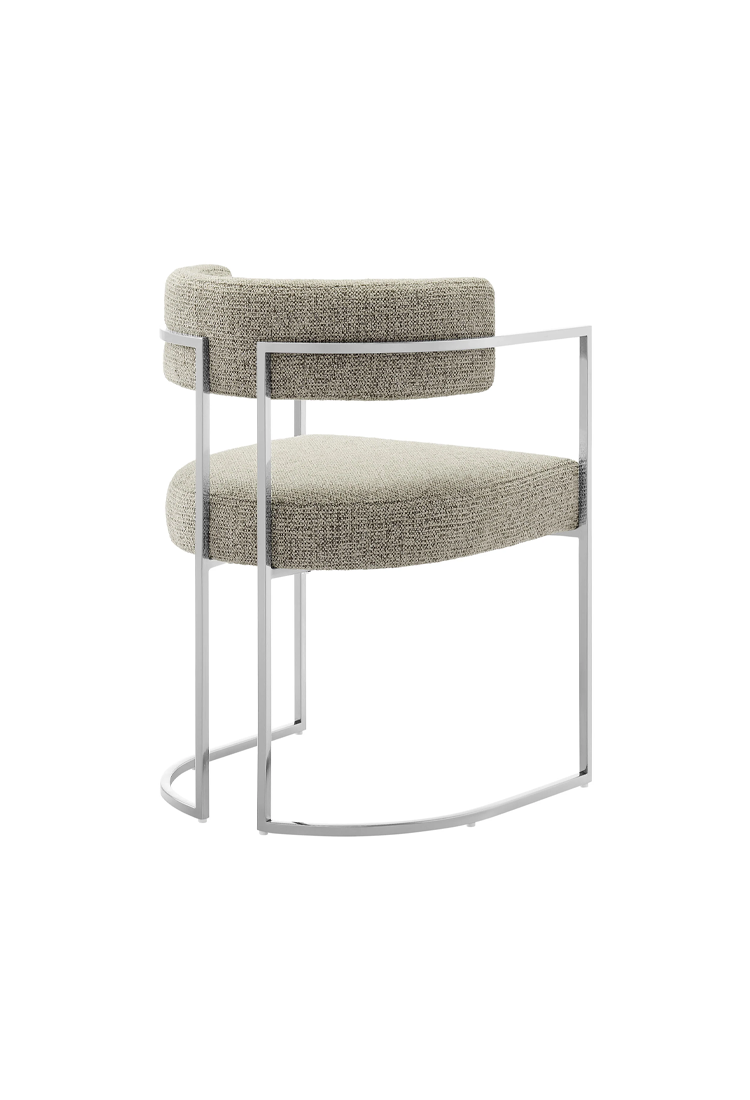 Ardenza Curved Back Fabric and Metal Dining Chair,Silver Wheat