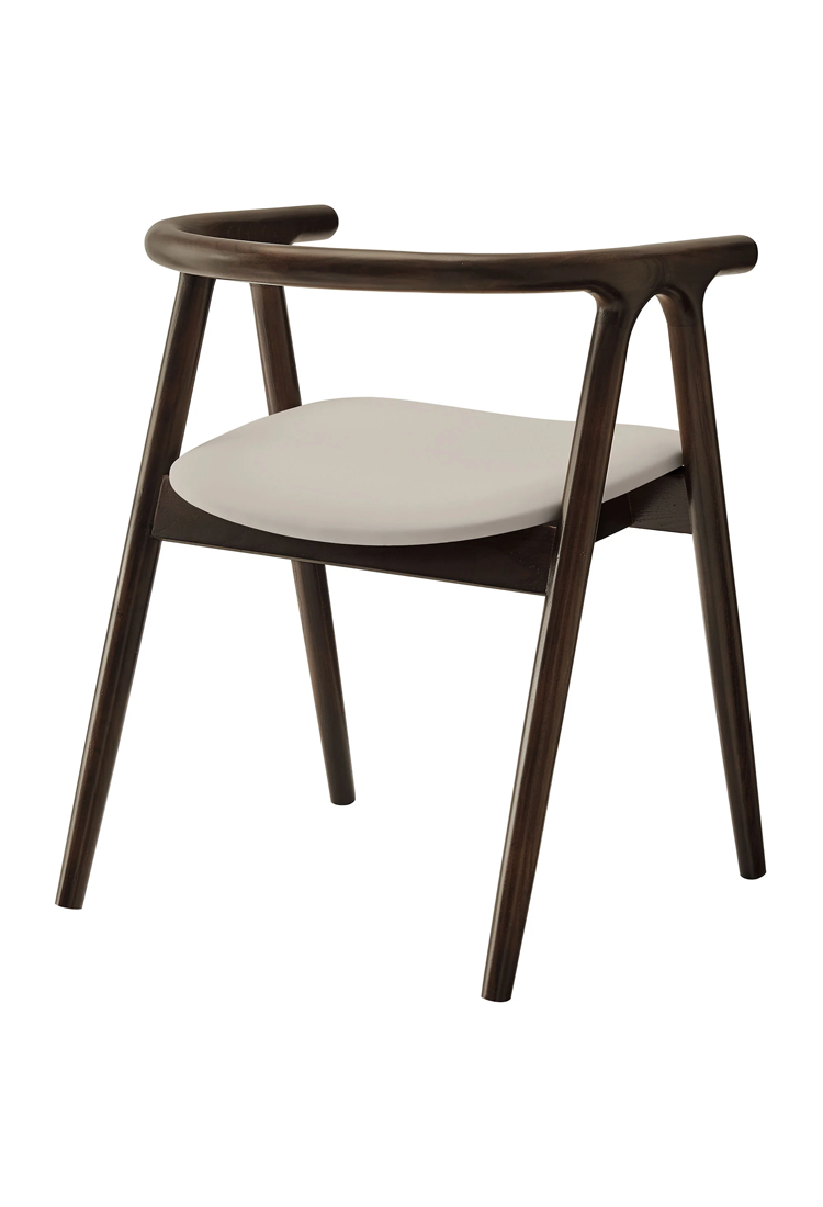 Serene Leather and Wood Dining Chair,Stone