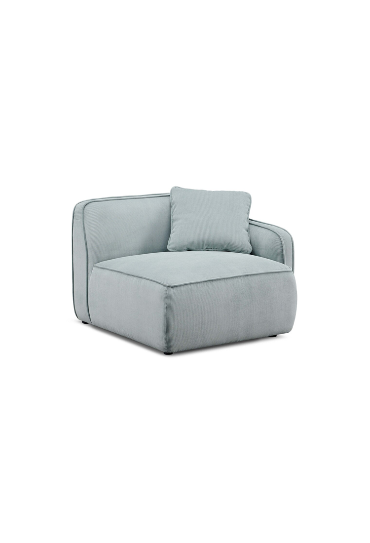 Syntara Velvet RAF Corner Chair,Light Green