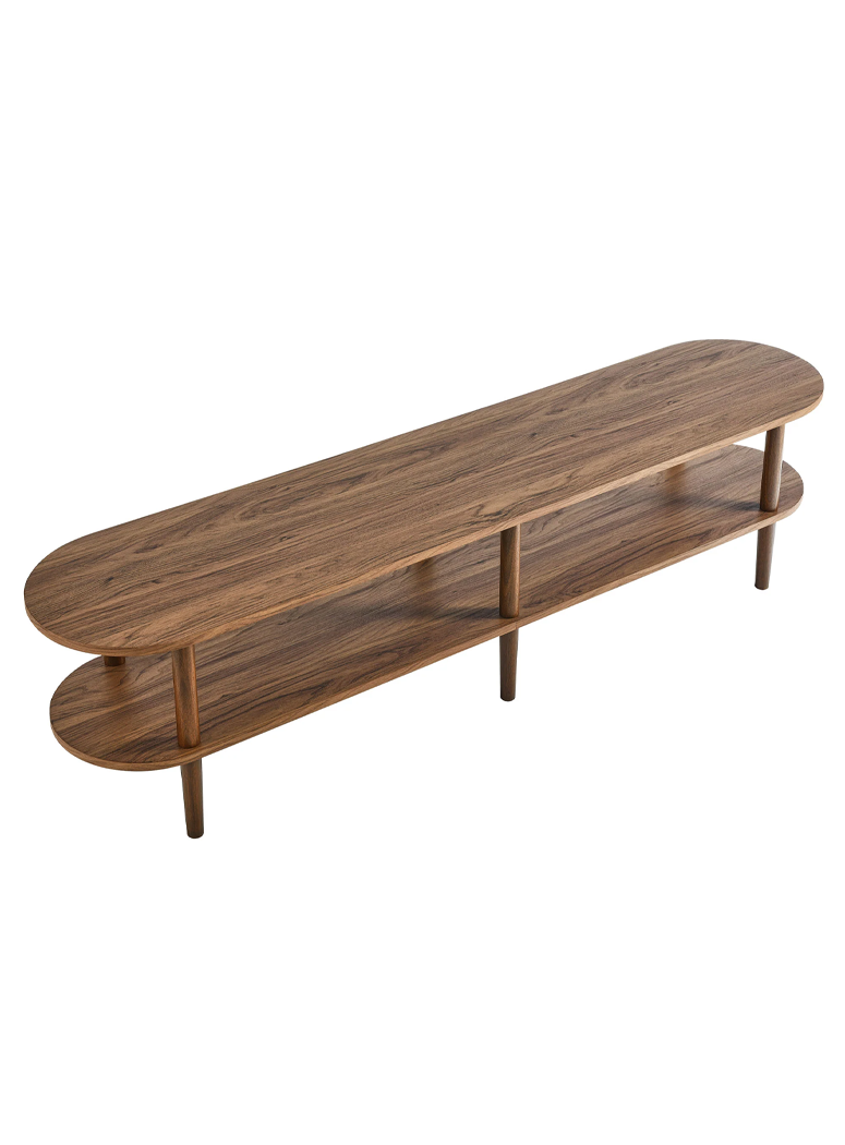 Fionisca Oval Wood TV Stand,Walnut