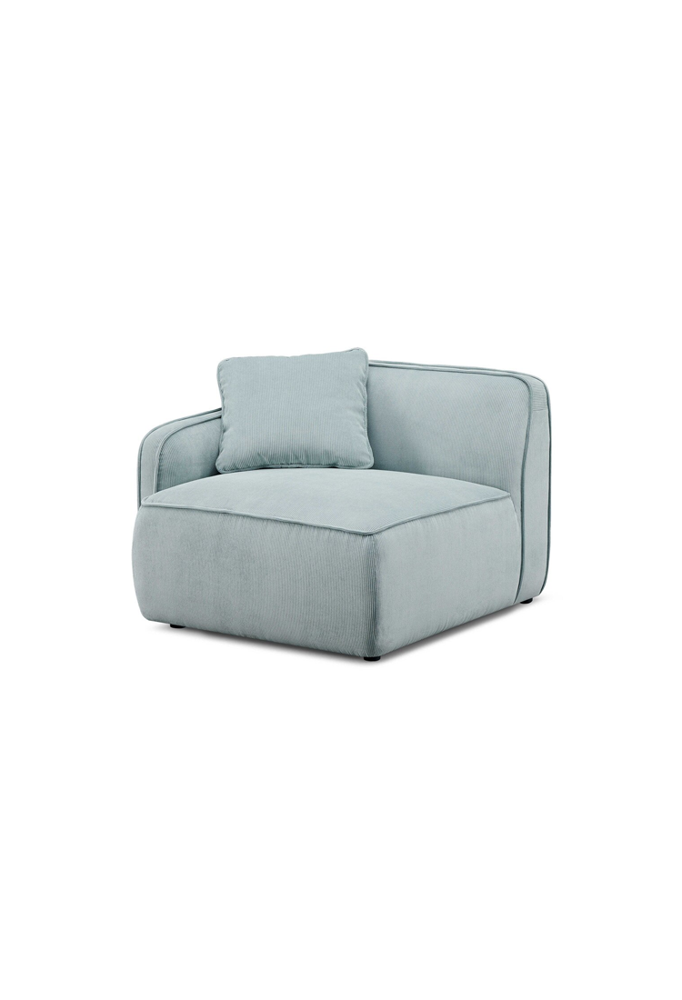 Syntara Velvet LAF Corner Chair,Light Green