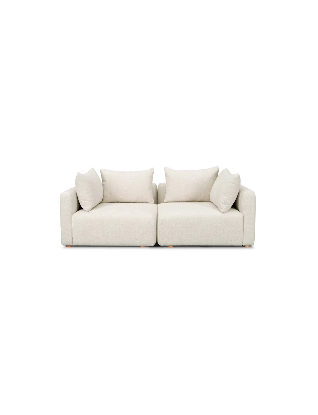 Temis Heavy Textured Fabric Loveseat,Cream