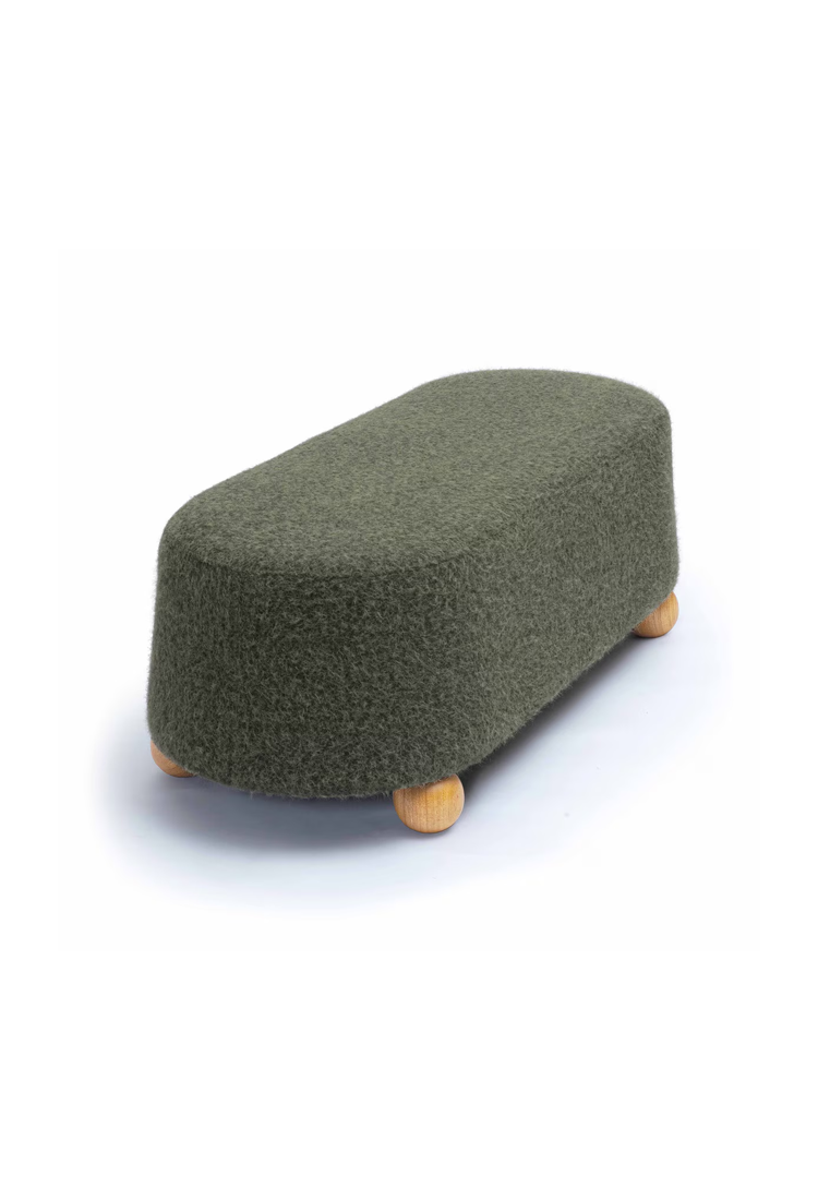 Sirenna Mohair Large Ottoman,Green