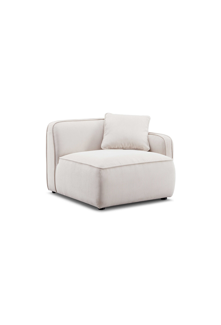 Syntara Velvet RAF Corner Chair,White Sand