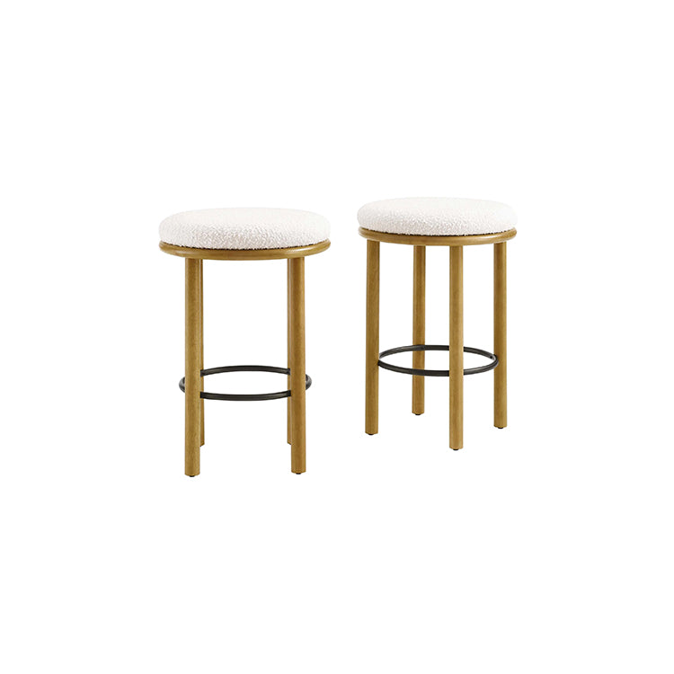 Pebble Boucle Oak Ivory Counter Stools, Set of 2