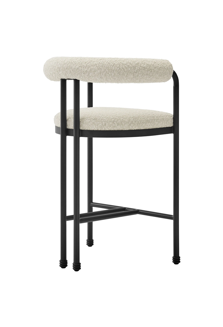 Aveline Curved Back Boucle and Metal Counter Stool,Black Pearl